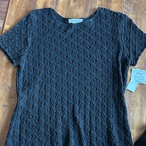 Black eyelet Short Sleeve Top